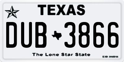 TX license plate DUB3866