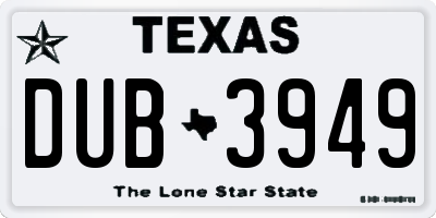 TX license plate DUB3949