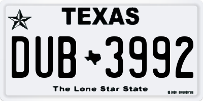 TX license plate DUB3992