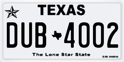 TX license plate DUB4002