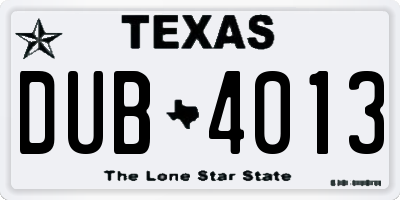 TX license plate DUB4013