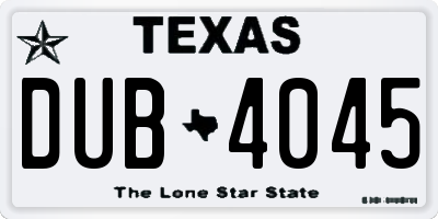 TX license plate DUB4045