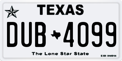TX license plate DUB4099