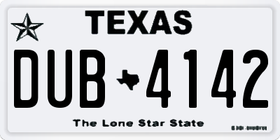 TX license plate DUB4142