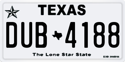 TX license plate DUB4188