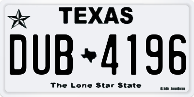 TX license plate DUB4196