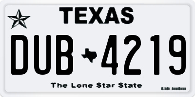 TX license plate DUB4219