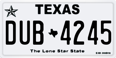 TX license plate DUB4245