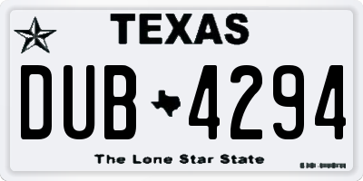 TX license plate DUB4294