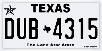 TX license plate DUB4315