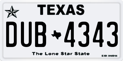 TX license plate DUB4343