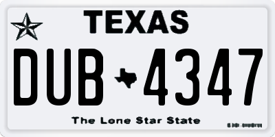 TX license plate DUB4347