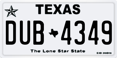TX license plate DUB4349