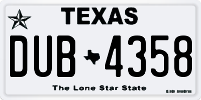TX license plate DUB4358