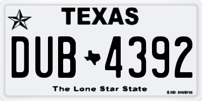 TX license plate DUB4392