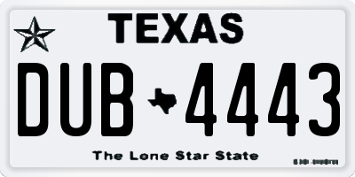 TX license plate DUB4443