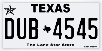 TX license plate DUB4545