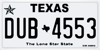 TX license plate DUB4553