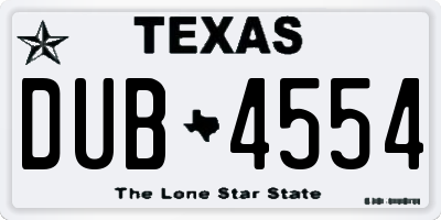 TX license plate DUB4554