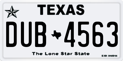TX license plate DUB4563