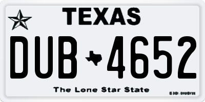 TX license plate DUB4652