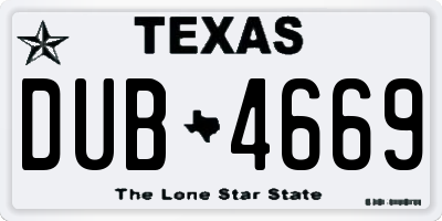 TX license plate DUB4669