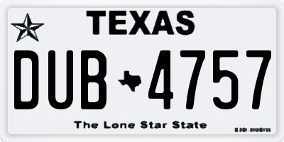 TX license plate DUB4757