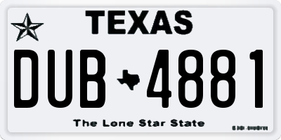 TX license plate DUB4881