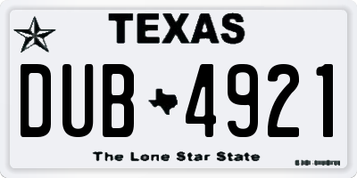 TX license plate DUB4921