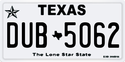TX license plate DUB5062