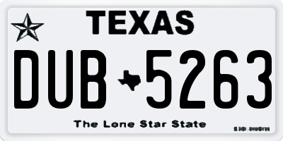 TX license plate DUB5263