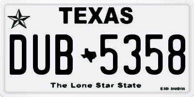 TX license plate DUB5358