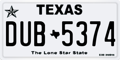 TX license plate DUB5374
