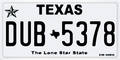 TX license plate DUB5378
