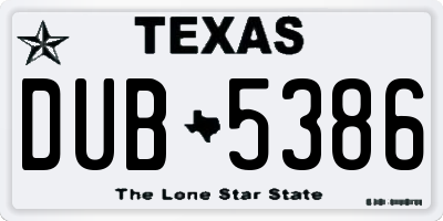 TX license plate DUB5386