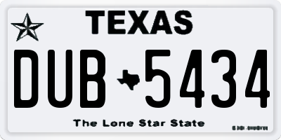 TX license plate DUB5434