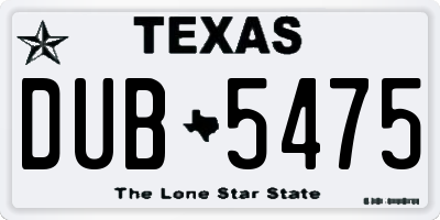TX license plate DUB5475