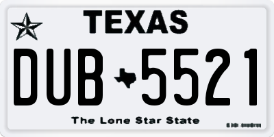 TX license plate DUB5521