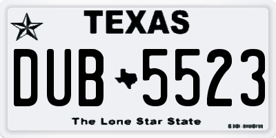 TX license plate DUB5523