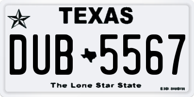 TX license plate DUB5567