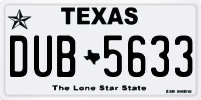TX license plate DUB5633