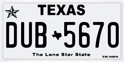 TX license plate DUB5670