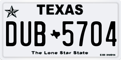 TX license plate DUB5704