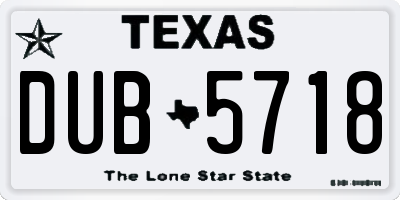 TX license plate DUB5718