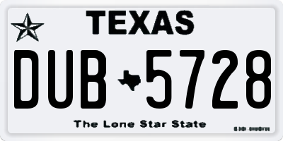 TX license plate DUB5728