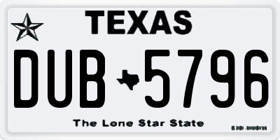 TX license plate DUB5796
