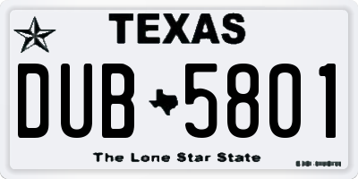 TX license plate DUB5801