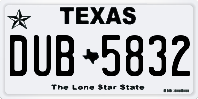 TX license plate DUB5832
