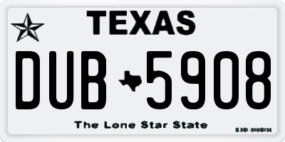TX license plate DUB5908