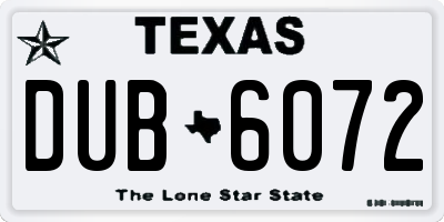 TX license plate DUB6072